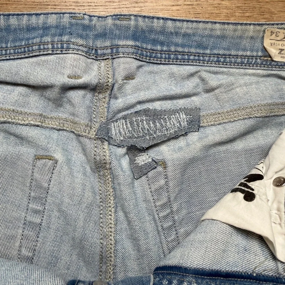 Diesel Zatiny Jeans Mens 34x34 Light Wash Distressed Bootcut Denim 008W7 Stretch - Picture 10 of 16